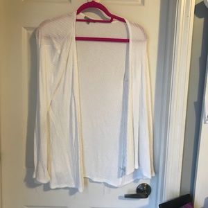 white cardigan sweater waffle knit